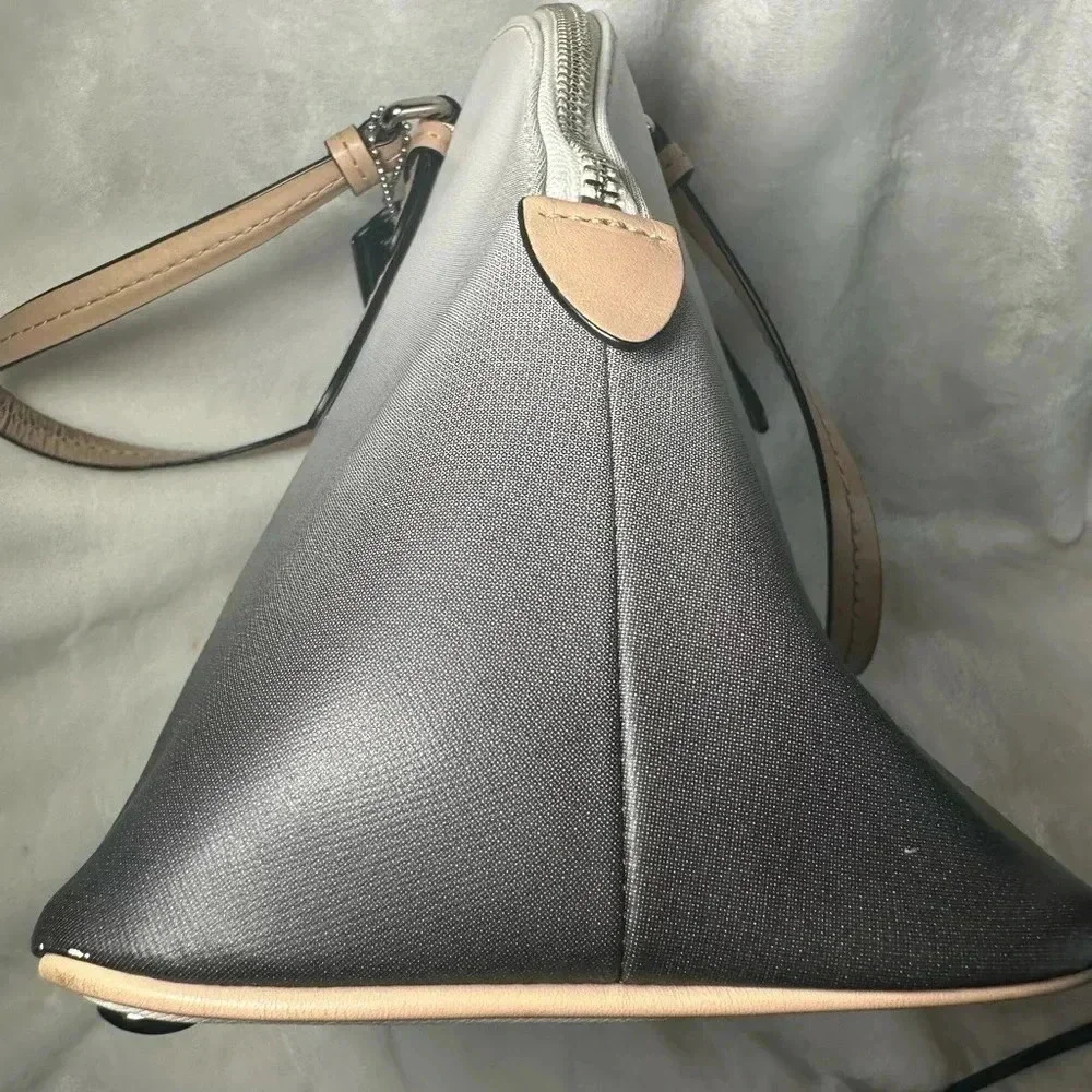Coach Madison Sophia Ombre Dome Satchel Ivory Black Gradient Leather Handbag